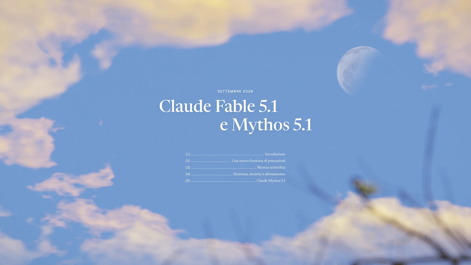 Cielo, luna e rami al vento: la scena di lancio di Anthropic per Claude Fable 5.1 e Mythos 5.1